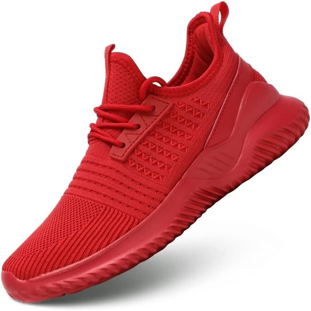 Women's Red Walking Shoes Non Slip Athletic Fashion Sneakers Sports Mesh
